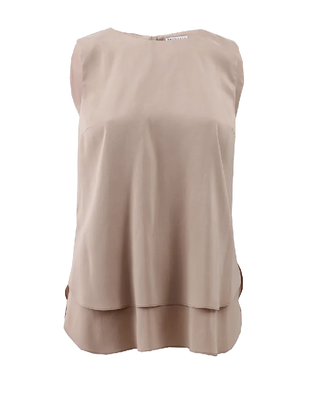 Double Layer Round Hem Tank relaxed fit tank