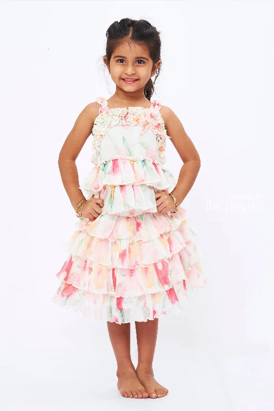 Girls Whimsical Watercolor Top and Skirt Set - Pastel Perfection summer skirt style