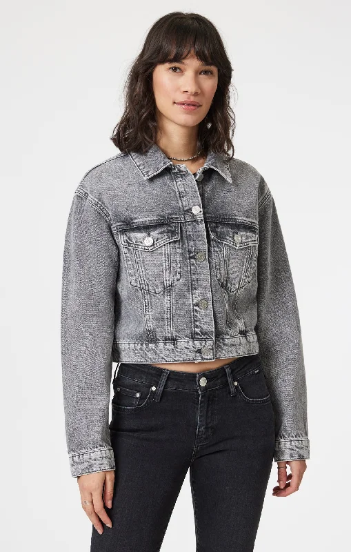 HARMONY DENIM JACKET IN LIGHT SMOKE DENIM Fleece Jacket Down Jacket Feather Jacket