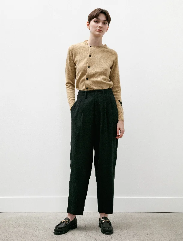 Double Tuck Wide Pants Black Comfortable Denim Pants