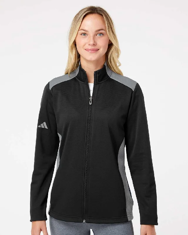 Custom Embroidery - Adidas - Women's Textured Mixed Media Full-Zip Jacket - A529 Rayon Fabric Velvet Fabric Corduroy Fabric