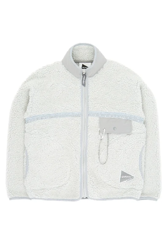 Gramicci x And Wander Women's JQ Tape Fleece Jacket - Light Gray Jacket Blazer Coat