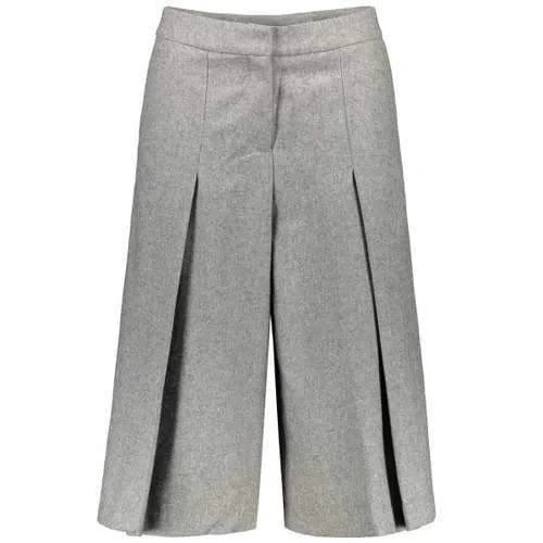 Wool Blend Capri Wide Leg Scrub Pants - Gray S Slim-Fit Khaki Pants
