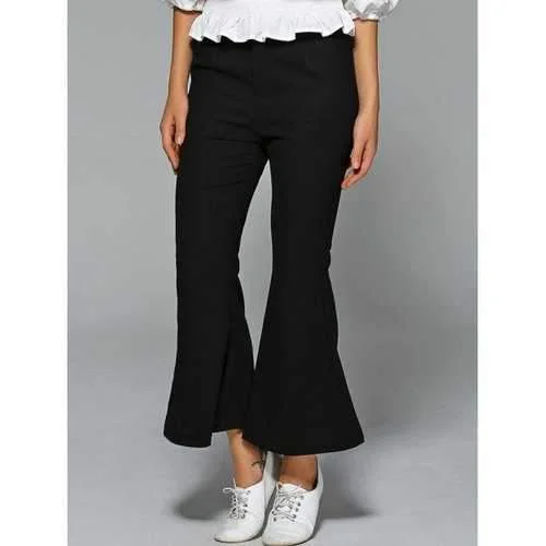 High Waisted Fitted Boot Cut  Pants - Black M Modern Skinny Pants