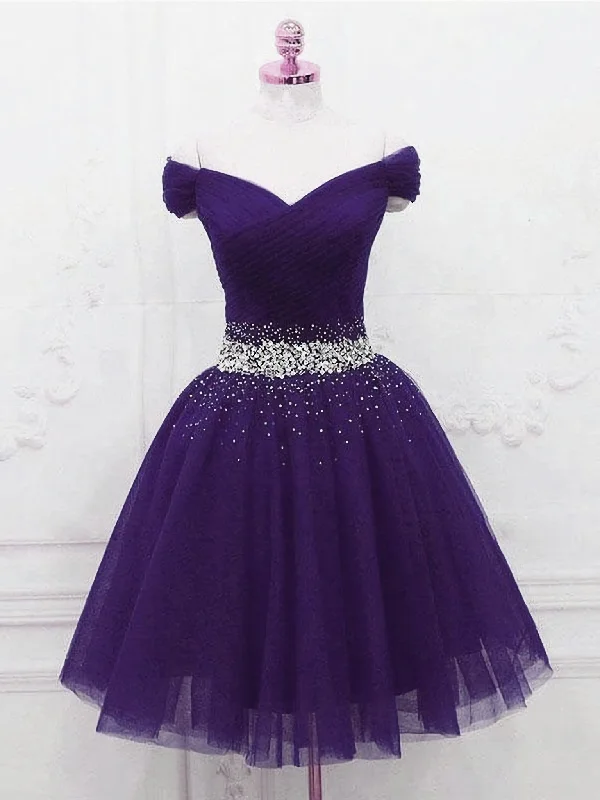 Purple Homecoming Dress, Party Dress Tunics Floral girly