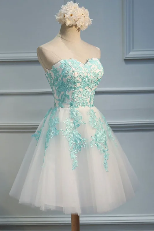 Adorable  White Tulle Sweetheart Tulle Party Dress , Homecoming Dress , Lovely Party Dress Cowl Neckline Elegant