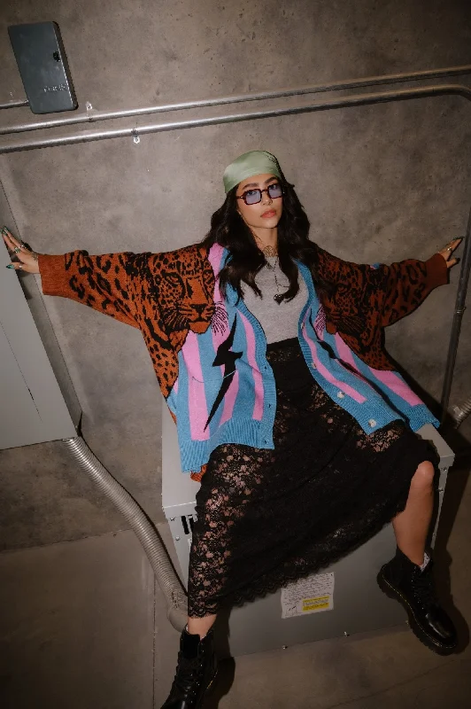 Say It To My Face Oversized Leopard Cardigan Lightweight Heavyweight Midweight