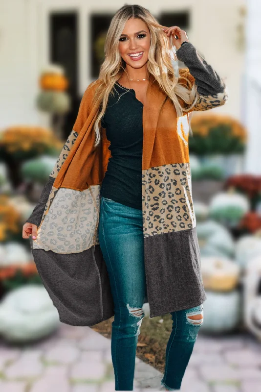 Burnt Orange Autumn Cardigan Denim Fabric Leather Fabric Suede Fabric