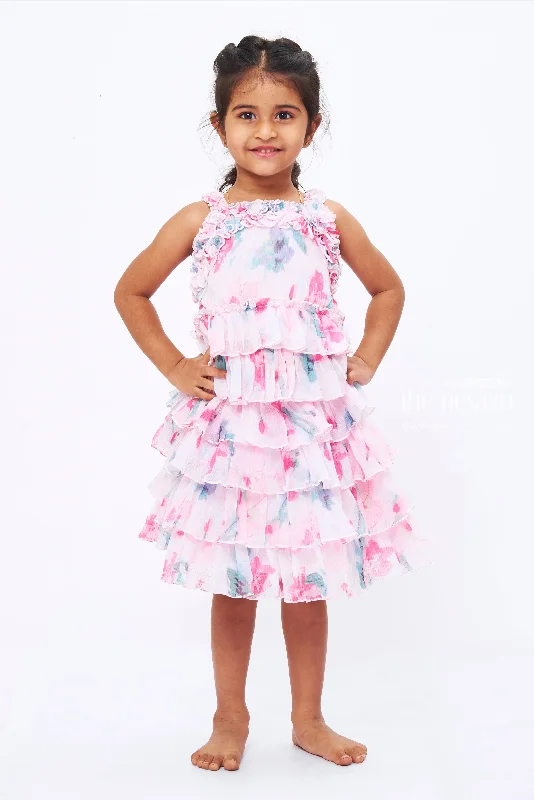 Girls Dreamy Pastel Frill Top and Skirt Set - Enchanting Floral Elegance velvet skirt plush