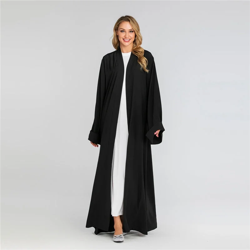 Muslim Women Plain Cardigan Open Dubai Abaya Dress Jersey Fabric Tulle Fabric Batik Fabric
