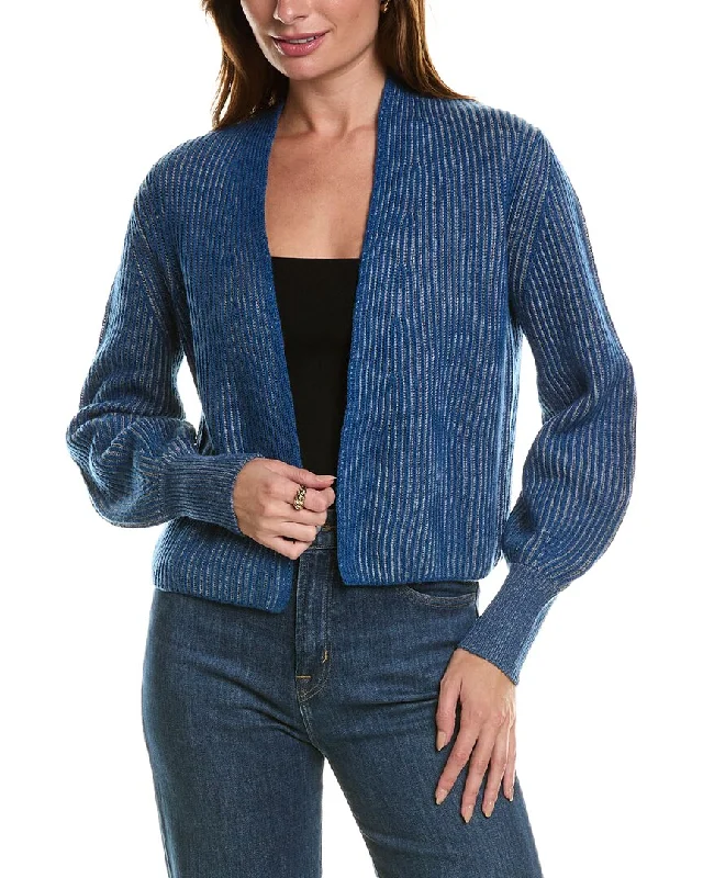 Forte Cashmere Plaited Wool & Cashmere-Blend Cardigan Fleece Cardigan Nylon Polyester