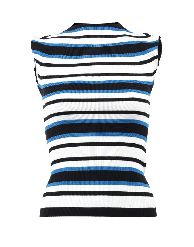 Stripe Mockneck Knit Tank trendy tank top