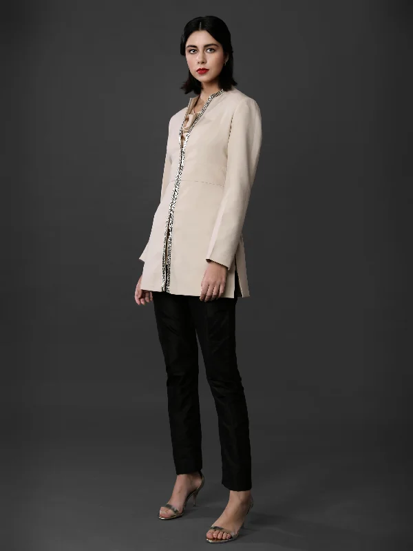 BEADED FAWN JACKET Herringbone Jacket Houndstooth Jacket Plaid Jacket