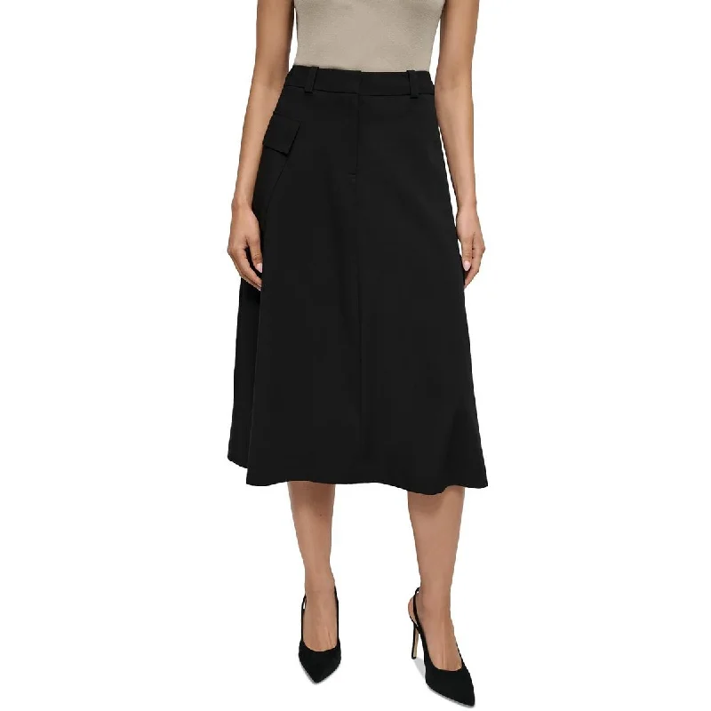 DKNY Womens Petites Pocket  Midi Skirt cashmere skirt soft
