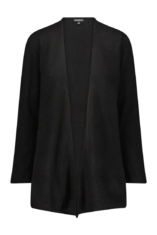 Classic Cardigan - Black Spandex Blend Rayon Blend Denim Blend