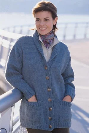 Shawl Collar Cardigan Pattern (Knit) Wool Fabric Cashmere Fabric Tweed Fabric