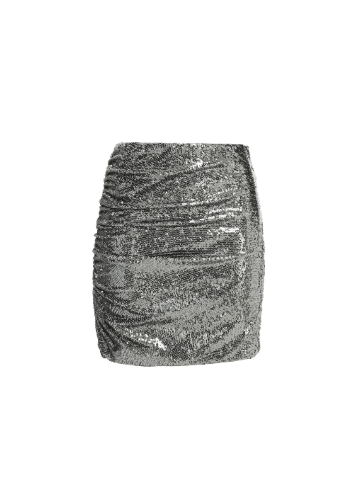 SILVER SEQUINED MINI SKIRT slim fit skirt