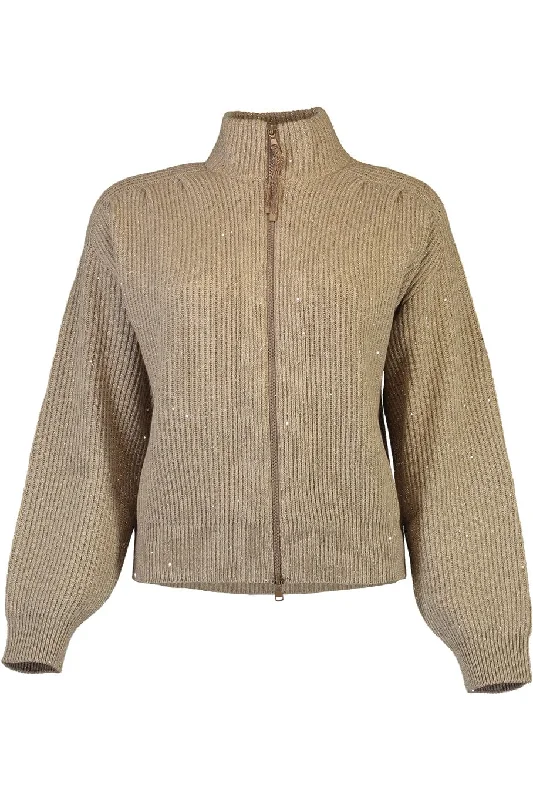 Zip Front Cardigan Cable Knit Ribbed Knit Lace Knit
