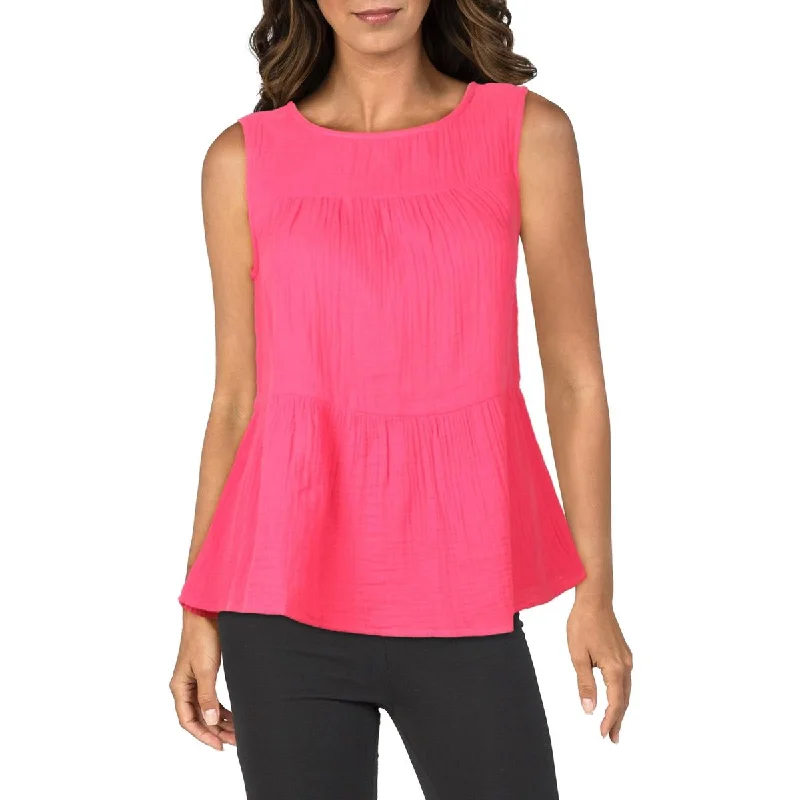 Beach Lunch Lounge Womens Wide Neck Ruched Tank Top peekaboo tank top