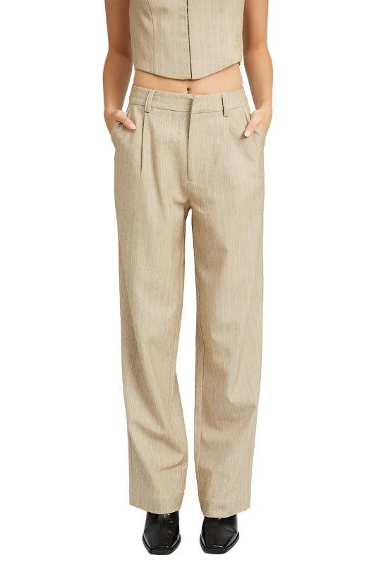 Loose Fit Pinstripe Pants Slim-Fit Leggings