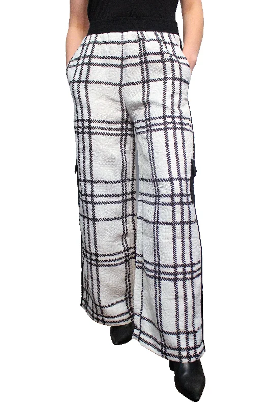 Plaid Textures Palazzo Pant Casual Wide Pants