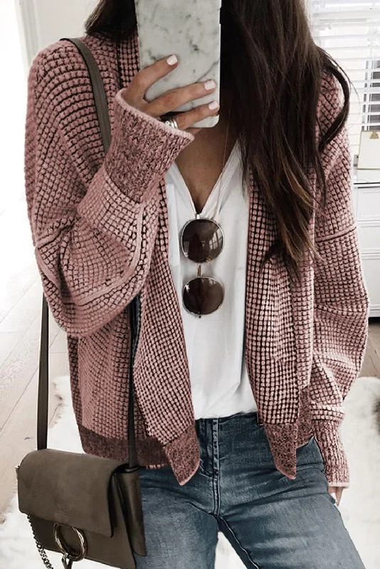 Longline Open-Front Cable Knit Cardigan Beaded Cardigan Sequined Faux Fur
