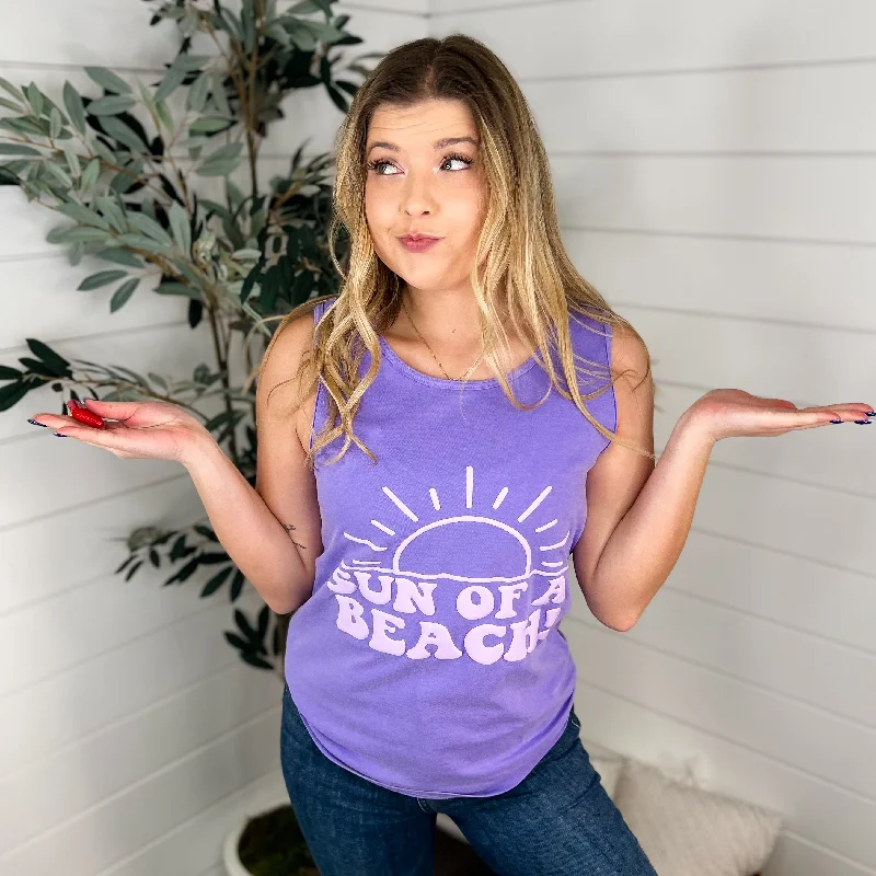 Sun of a Beach Cotton Purple Avery Mae Graphic Tank Top bold tank top