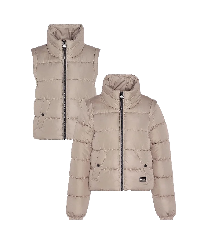 Webber Convertible Puffer Jacket - Beige Jersey Jacket Tulle Jacket Batik Jacket