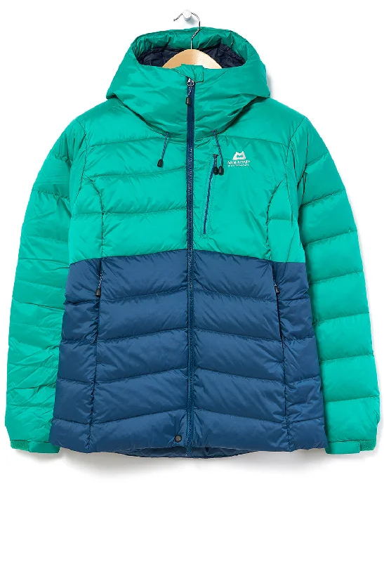 Mountain Equipment Trango Women's Down Jacket - Majolica Blue Front Pockets Side Pockets Patch Pockets