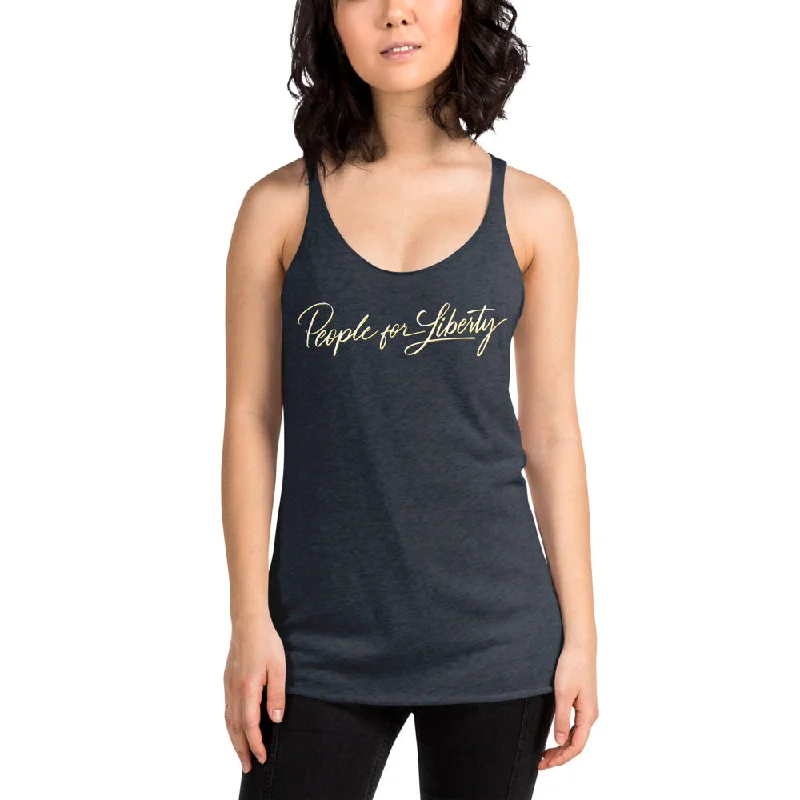 People for Liberty (Script) Women's Racerback Tank lightweight tank top