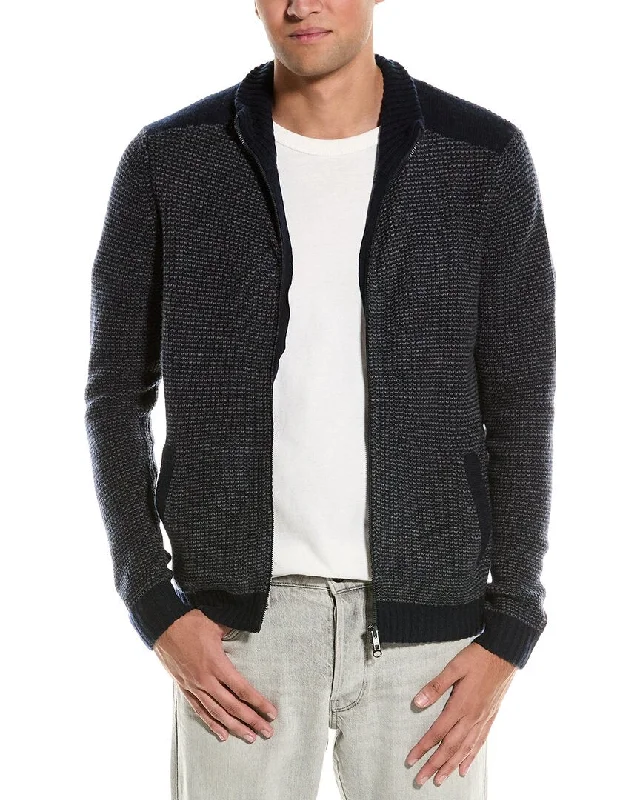 Autumn Cashmere Novelty Stitch Wool & Cashmere-Blend Cardigan Transparent Opaque Sheer