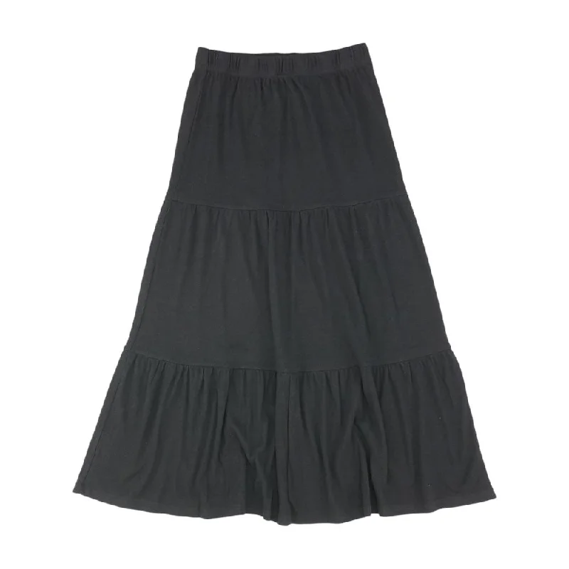 Black Solid Midi Skirt leather skirt sleek