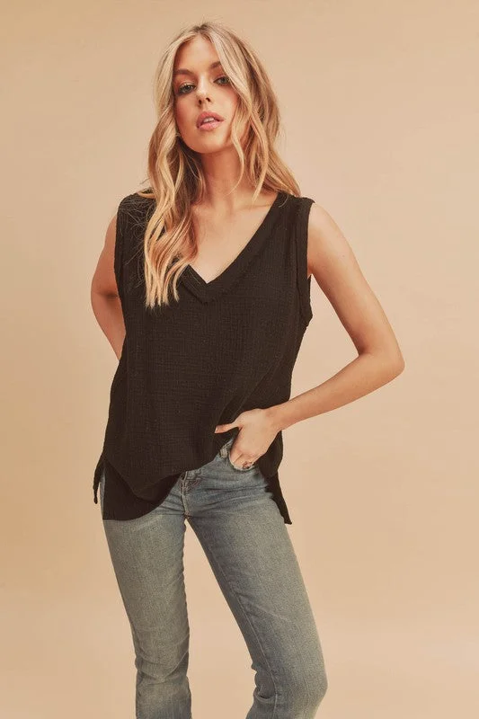 Aemi + Co V-Neck Wide Strap Tank fashionable tank top