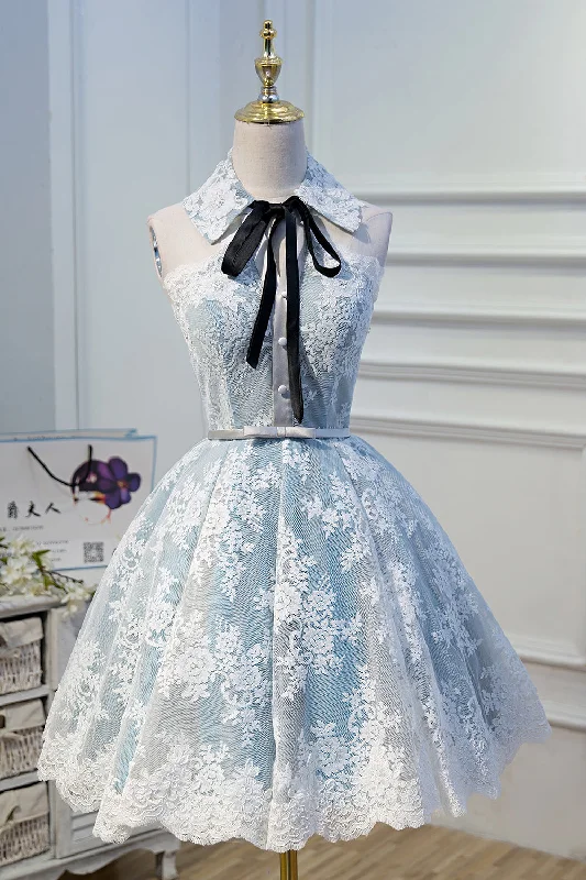 Vintage Lace Party Dresses Short Homecoming Dress Glittery Long Formal