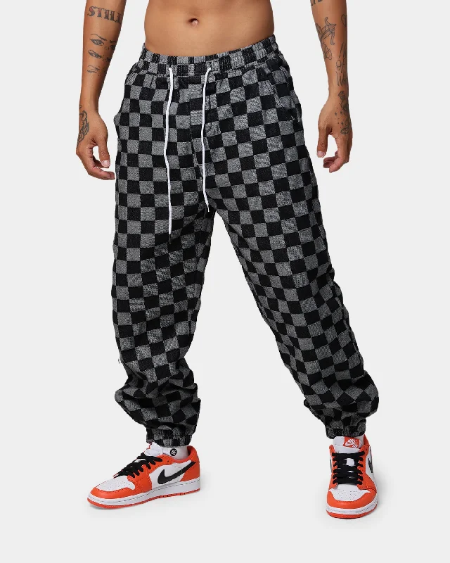 XXIII Ashe Checkered Pants Black Stylish Slim Trousers