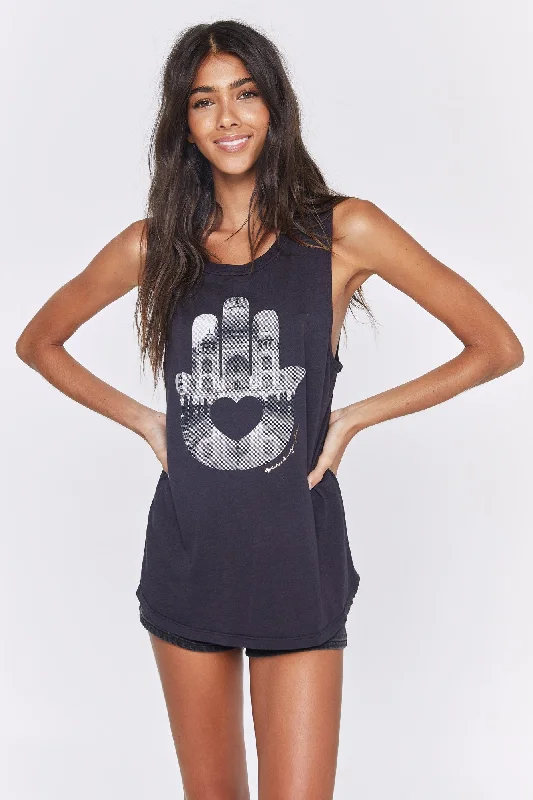 Hamsa Muscle Tank - Vintage Black essential tank top