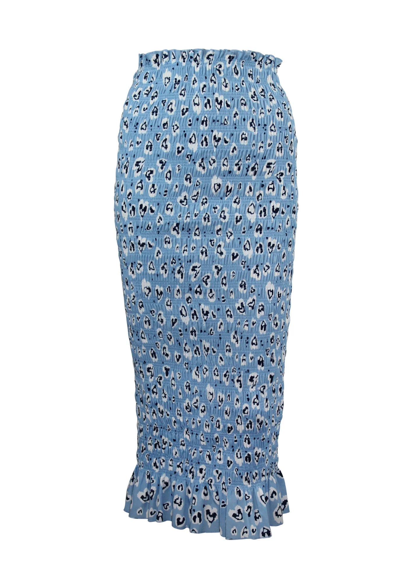 BLUE HEART-PRINTED SKIRT chiffon skirt airy