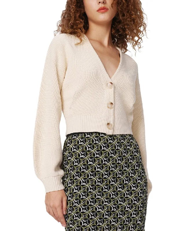Diane von Furstenberg Leslie Wool-Blend Cardigan Embroidered Appliqued Beaded