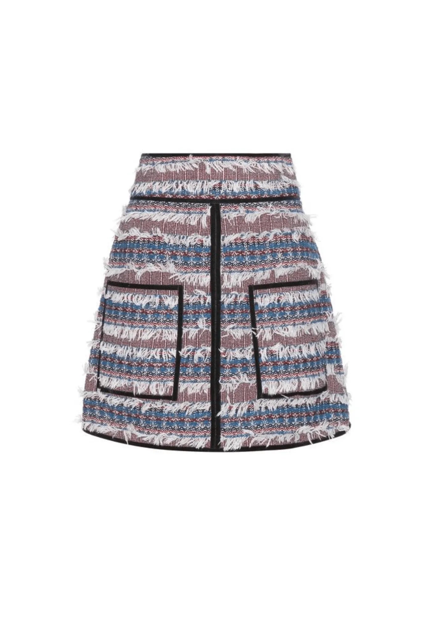 VELVET FRINGED TWEED MINI SKIRT leather skirt bold