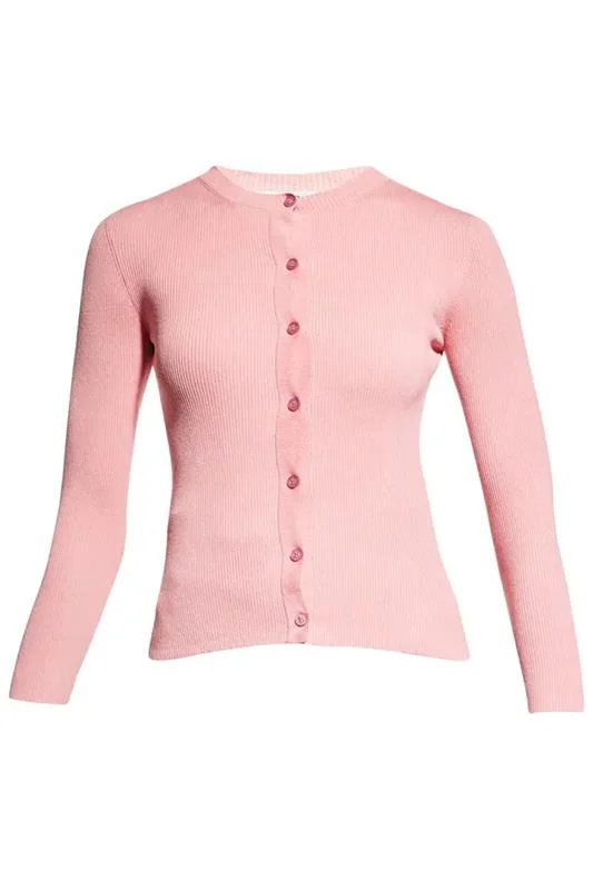 LS Ribbed Button Front Cardigan Knit Fabric Woven Fabric Fleece Fabric