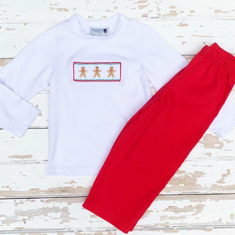 Smocked Gingerbread Pant Set Casual Plaid Pants