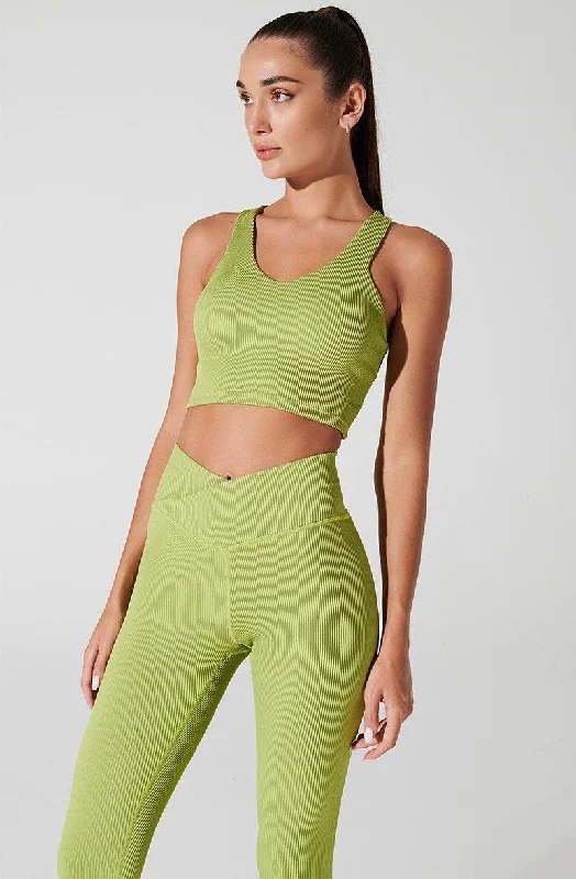 Hydra Ribbed Tank Bra - Green Smoke mesh tank top