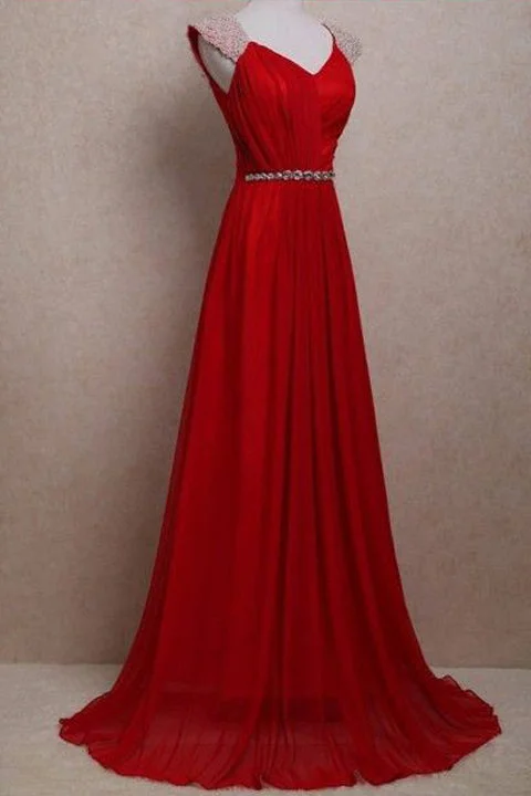 Backless Cap Sleeves Red Real Picture Floor Length Prom Dress Evening Party Dress Gown Boatneck Modish Everyday