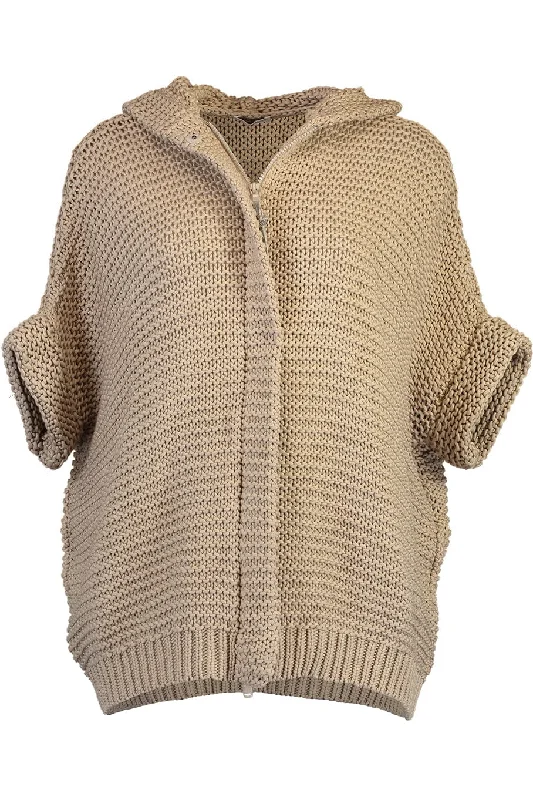 Zip Up Cardigan With Hood Patchwork Embroidered Appliqued