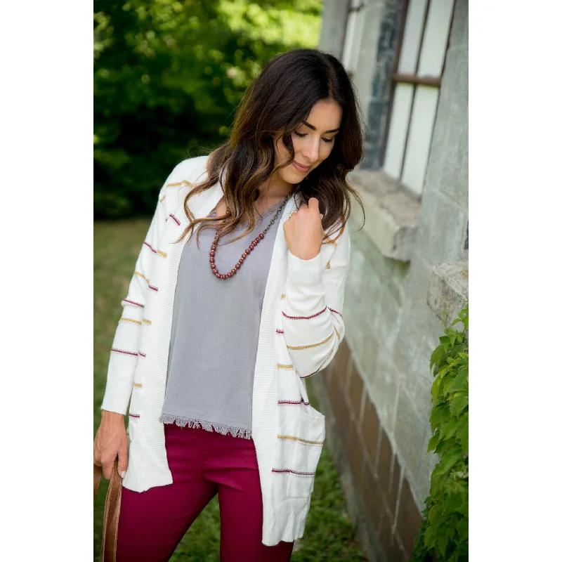 Little Dot/Striped Cardigan Chenille Blend Fleece Blend Nylon Blend