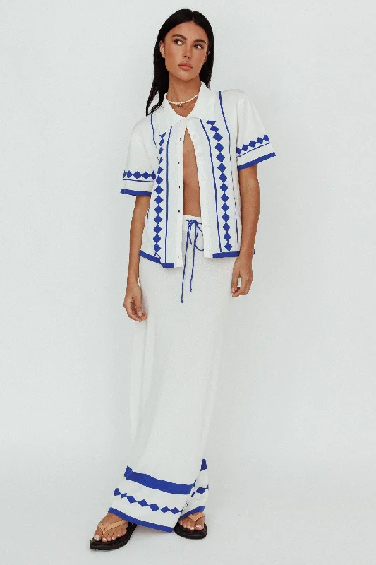 Amalfi Sun Knit Maxi Skirt White wool skirt thick