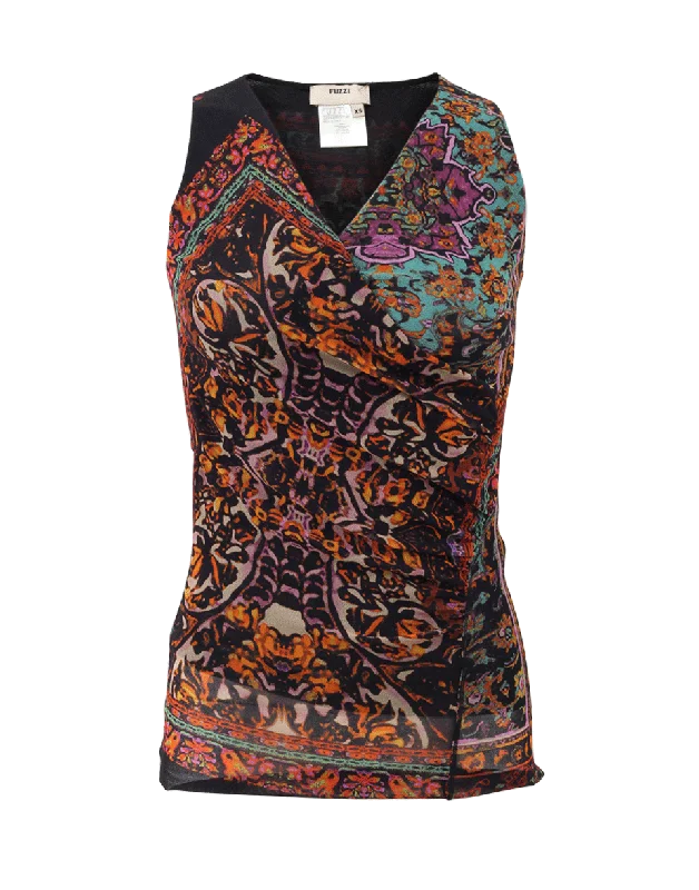 V-Neck Print Tank lace back tank
