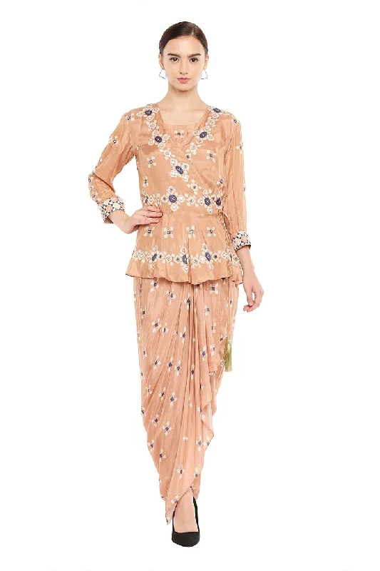Brown Drape Dress & Jacket Co-ord Set Cotton Jacket Linen Jacket Terry Jacket