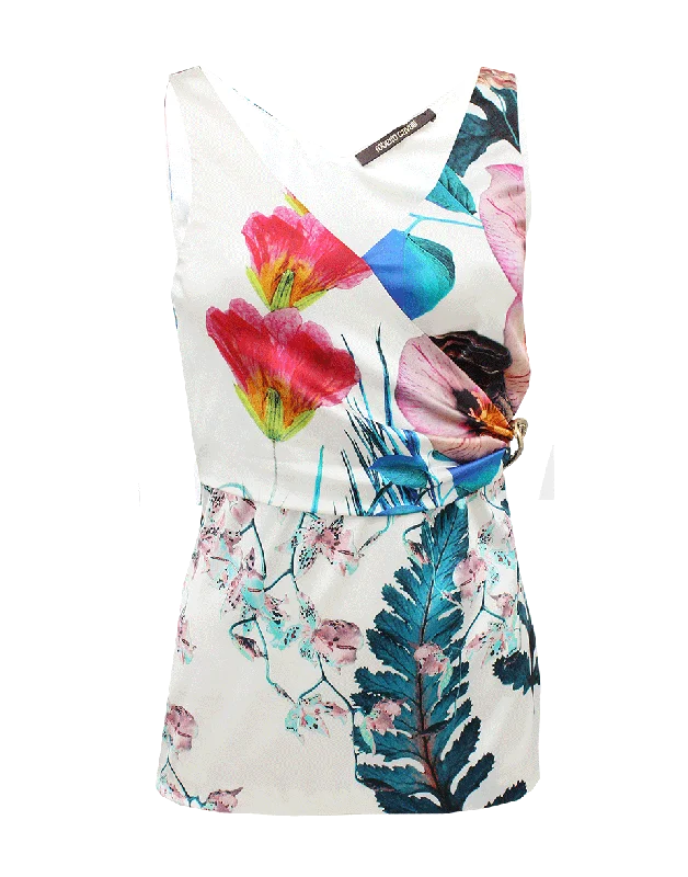 V-Neck Floral Print Tank lemon yellow tank