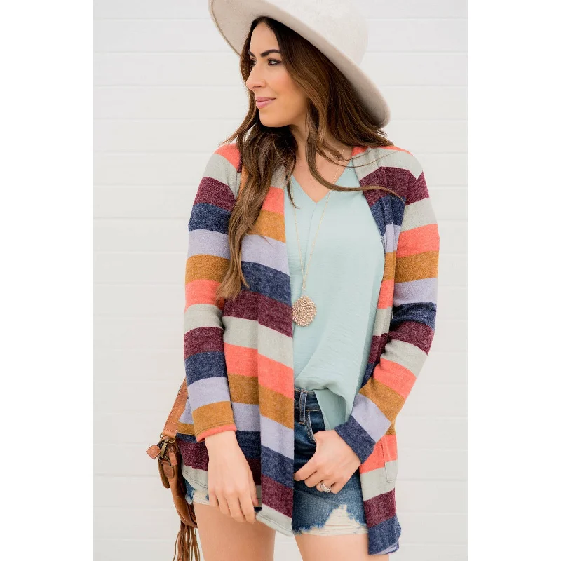 Lightweight Color Blocked Cardigan Anti-Pilling Anti-Shrink Durable